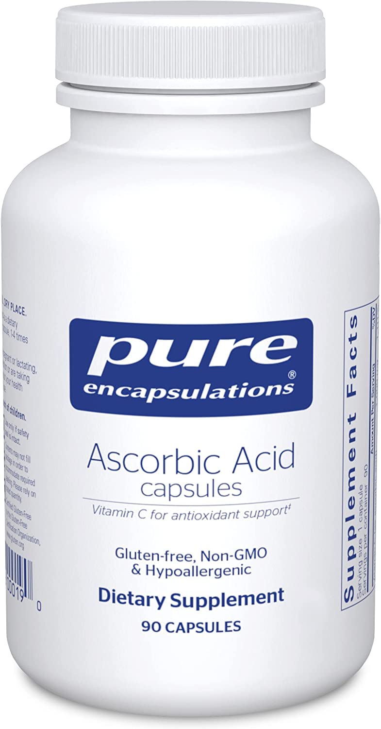 Pure Encapsulations Ascorbic Acid Capsules - 1,000 mg Vitamin C - Antioxidant & Immune Support* - High-Potency Vitamin C - Vegan & Non-GMO - 250 Capsules