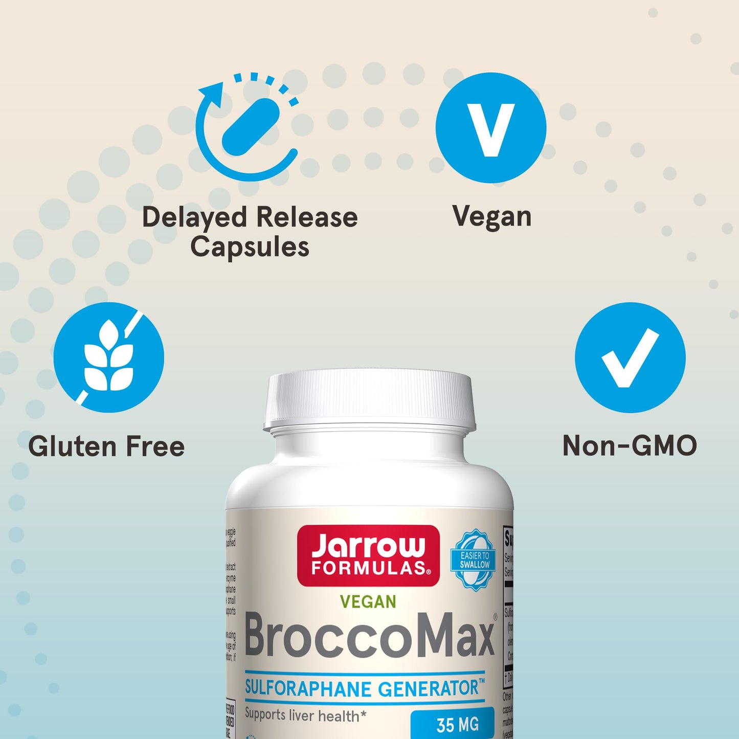 Jarrow Formulas BroccoMax Sulforaphane Generator 35mg w/Sulforaphane Glucosinolate & Myrosinase, Dietary Supplement for Liver Health Support, 60 Delayed Release Veggie Caps, 30 Day Supply(Pack of 12)