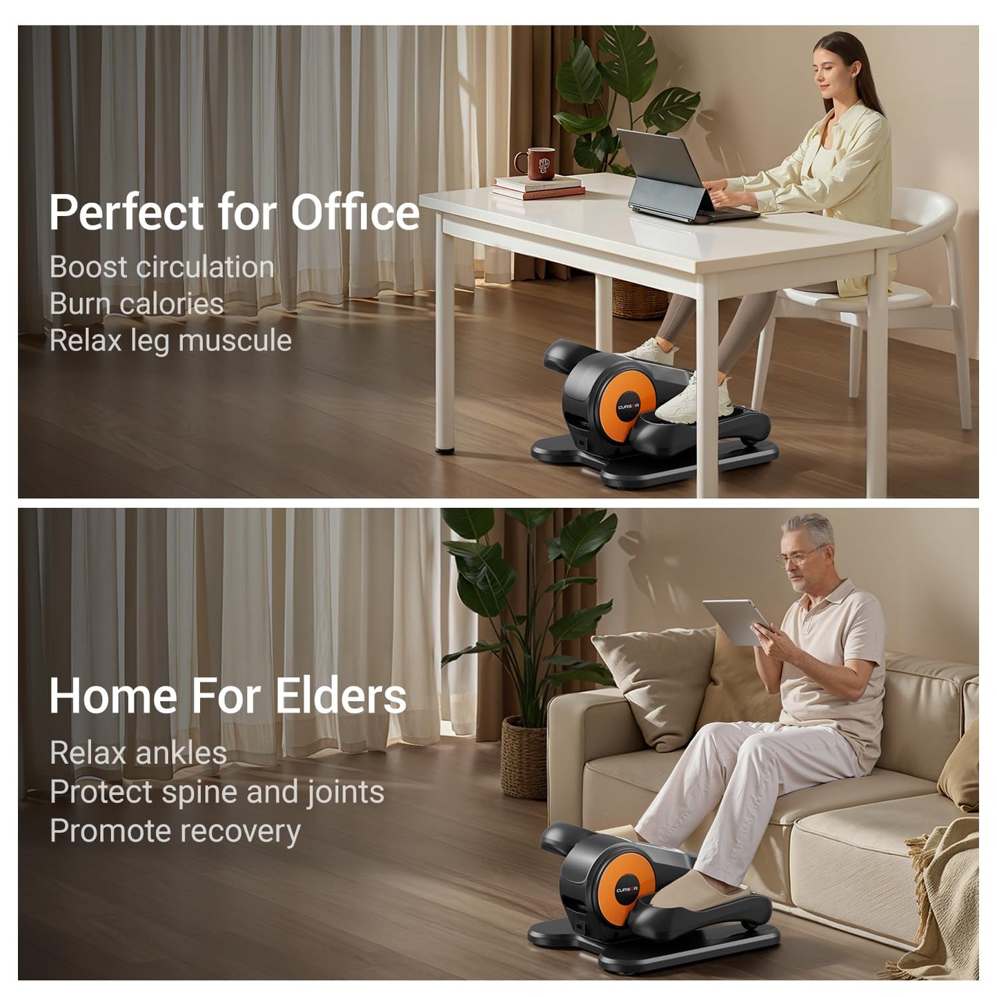 Under Desk Elliptical Machine, Electric Seated Pedal Exerciser, Mini Ellipse Leg Exerciser with Remoter, 12 Level Speeds, Forward & Reverse Direction, Manual & Auto Mode for Home Office