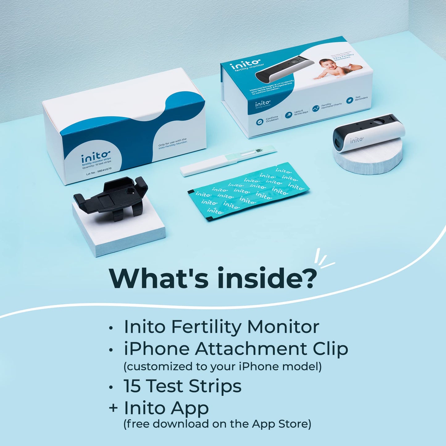 Inito Fertility Monitor & Hormone Tracker for Women | Estrogen, LH, PdG (Urine Metabolite of progesterone), FSH | Track and Confirm Ovulation | Includes 15 Strips (Compatible with iPhone 14 Pro Max)