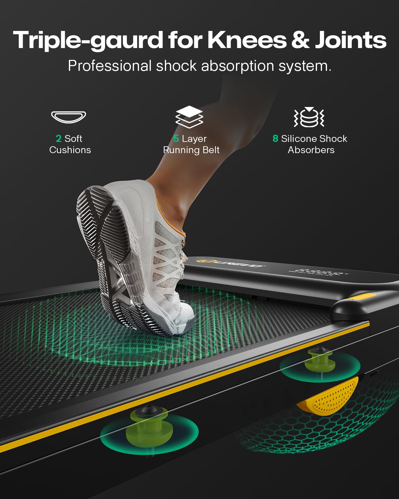 UREVO Strol 2E Smart 2-in-1 Folding Treadmill, Compact Walking Pad with Safety Handle, Plug and Play, Dual LED Display, Workout APP, Walking or Running for Home Office, Remote Included