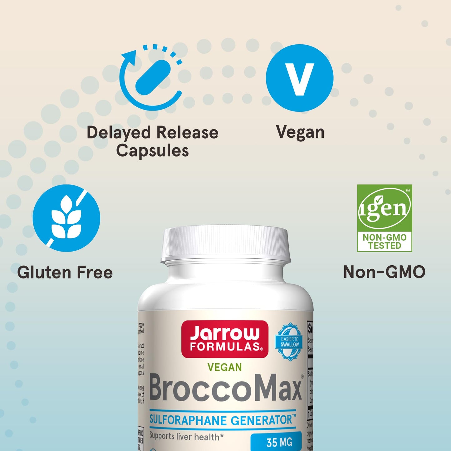 Jarrow Formulas BroccoMax Sulforaphane Generator 35mg w/Sulforaphane Glucosinolate & Myrosinase, Dietary Supplement for Liver Health Support, 60 Delayed Release Veggie Caps, 30 Day Supply(Pack of 12)