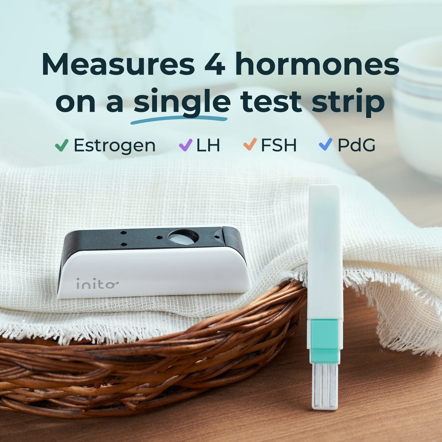 Inito Fertility Monitor & Hormone Tracker for Women | Estrogen, LH, PdG (Urine Metabolite of progesterone), FSH | Track and Confirm Ovulation | Includes 15 Strips (Compatible with iPhone 14 Pro Max)