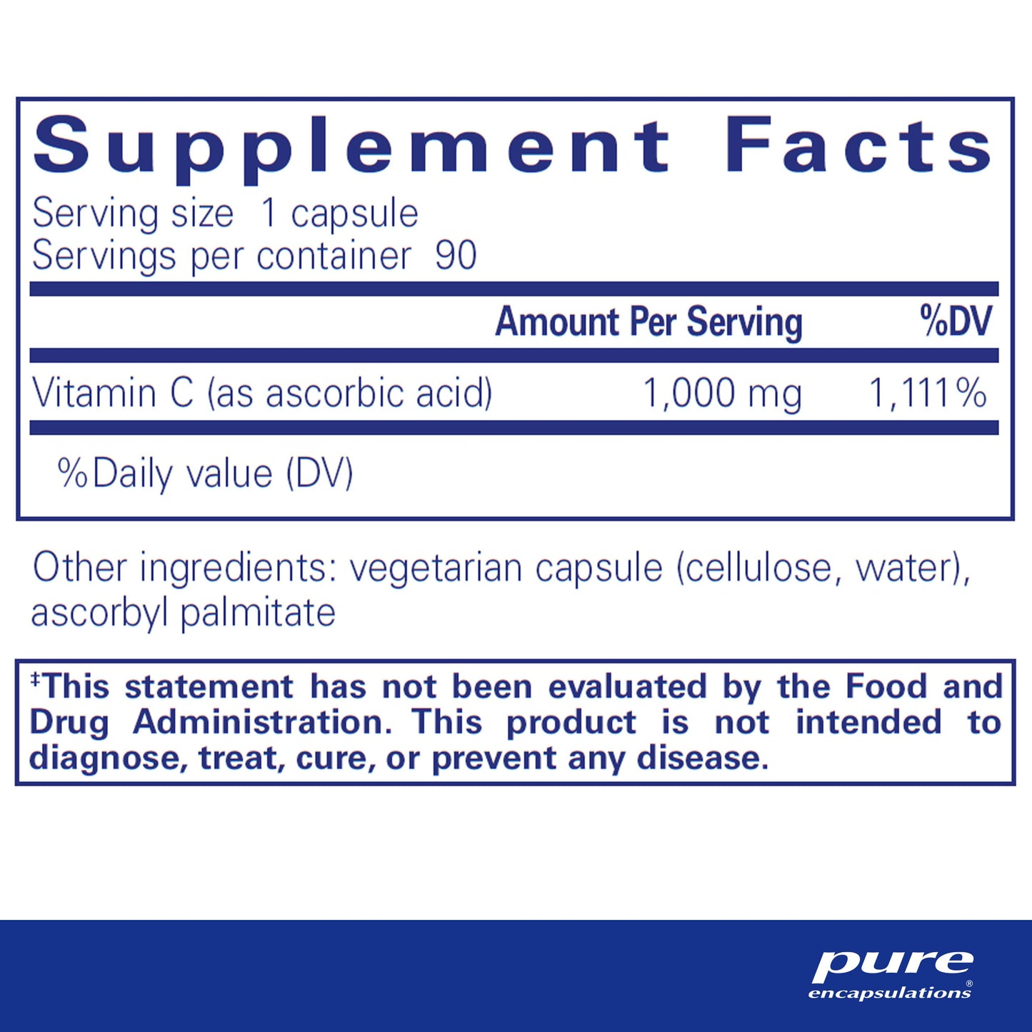 Pure Encapsulations Ascorbic Acid Capsules - 1,000 mg Vitamin C - Antioxidant & Immune Support* - High-Potency Vitamin C - Vegan & Non-GMO - 250 Capsules