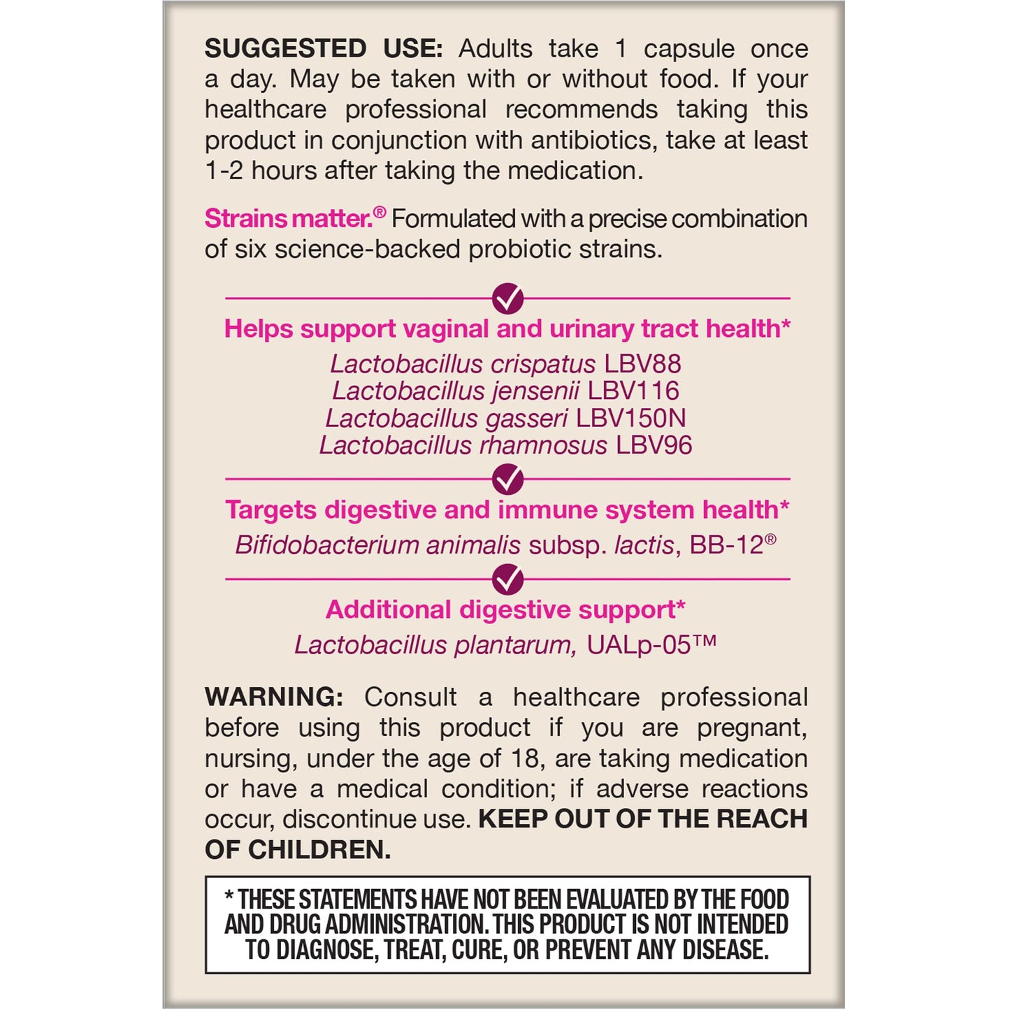 Jarrow Formulas Fem-Dophilus Advanced Vaginal & Digestive Probiotics 10 Billion CFU With 6 Clinically-Studied Strains, For Vaginal, Urinary Tract, Digestive & Immune Support, 30 Capsules, Shelf-Stable
