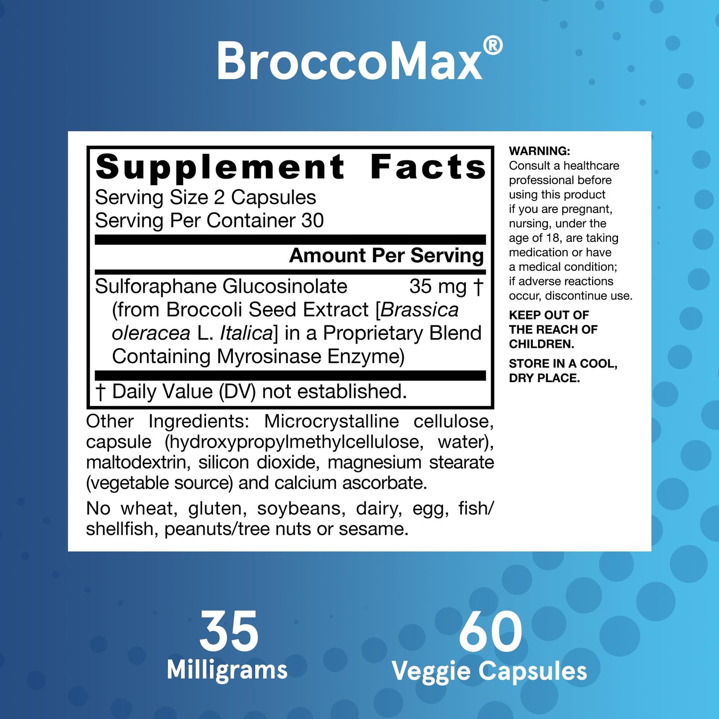 Jarrow Formulas BroccoMax Sulforaphane Generator 35mg w/Sulforaphane Glucosinolate & Myrosinase, Dietary Supplement for Liver Health Support, 60 Delayed Release Veggie Caps, 30 Day Supply(Pack of 12)