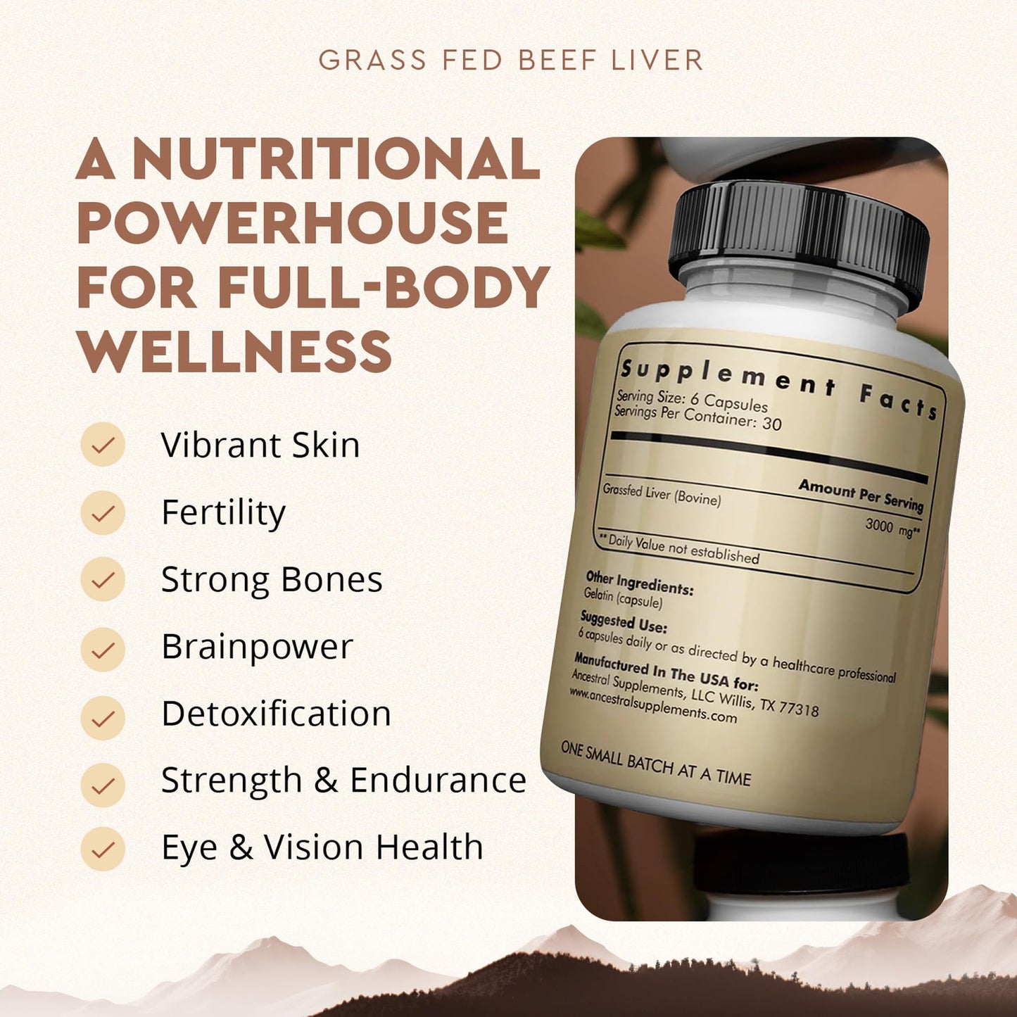 Beef Organ Supplement for Women – Supports Hormone Balance, Energy & Wellness – Grass Fed, Pasture Raised Superfood – Liver, Heart, Kidney, Bone Marrow – Collagen, CoQ10, B12 – Female Support Blend