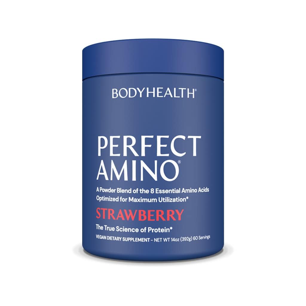 BodyHealth PerfectAmino Powder - BCAA and EAA Powder for Pre and Post Workout - Amino Acid Energy Drink for Men and Women to Support Lean Muscle and Recovery - Vanilla - 60 Servings