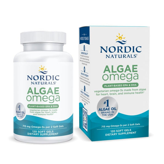 Nordic Naturals Algae Omega - 90 Soft Gels - 715 mg Omega-3 - Certified Vegan Algae Oil - Plant-Based EPA & DHA - Heart, Eye, Immune & Brain Health - Non-GMO - 45 Serving