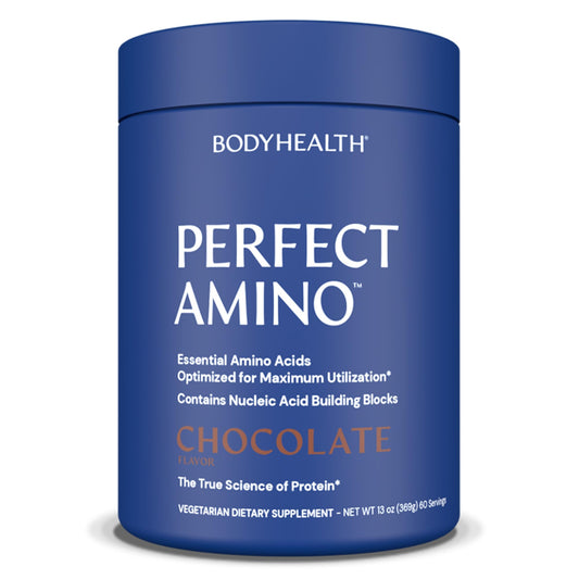BodyHealth PerfectAmino Powder - BCAA and EAA Powder for Pre and Post Workout - Amino Acid Energy Drink for Men and Women to Support Lean Muscle and Recovery - Vanilla - 60 Servings
