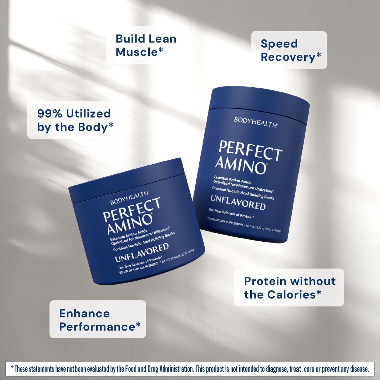 BodyHealth PerfectAmino Powder - BCAA and EAA Powder for Pre and Post Workout - Amino Acid Energy Drink for Men and Women to Support Lean Muscle and Recovery - Vanilla - 60 Servings