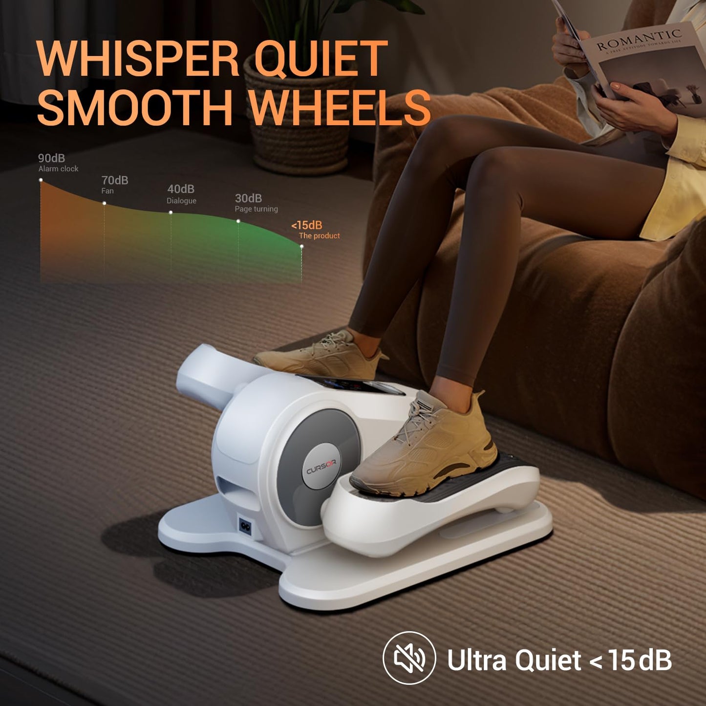 Under Desk Elliptical Machine, Electric Seated Pedal Exerciser, Mini Ellipse Leg Exerciser with Remoter, 12 Level Speeds, Forward & Reverse Direction, Manual & Auto Mode for Home Office