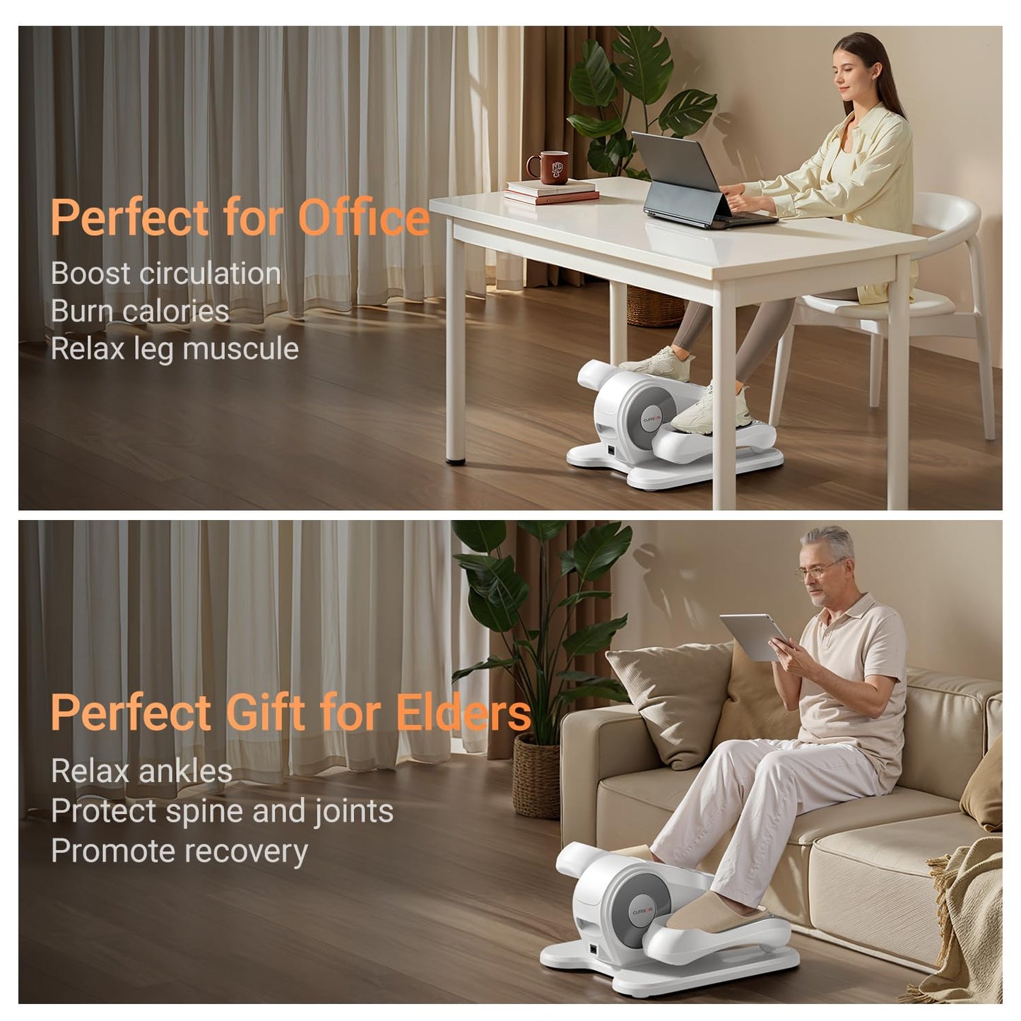 Under Desk Elliptical Machine, Electric Seated Pedal Exerciser, Mini Ellipse Leg Exerciser with Remoter, 12 Level Speeds, Forward & Reverse Direction, Manual & Auto Mode for Home Office