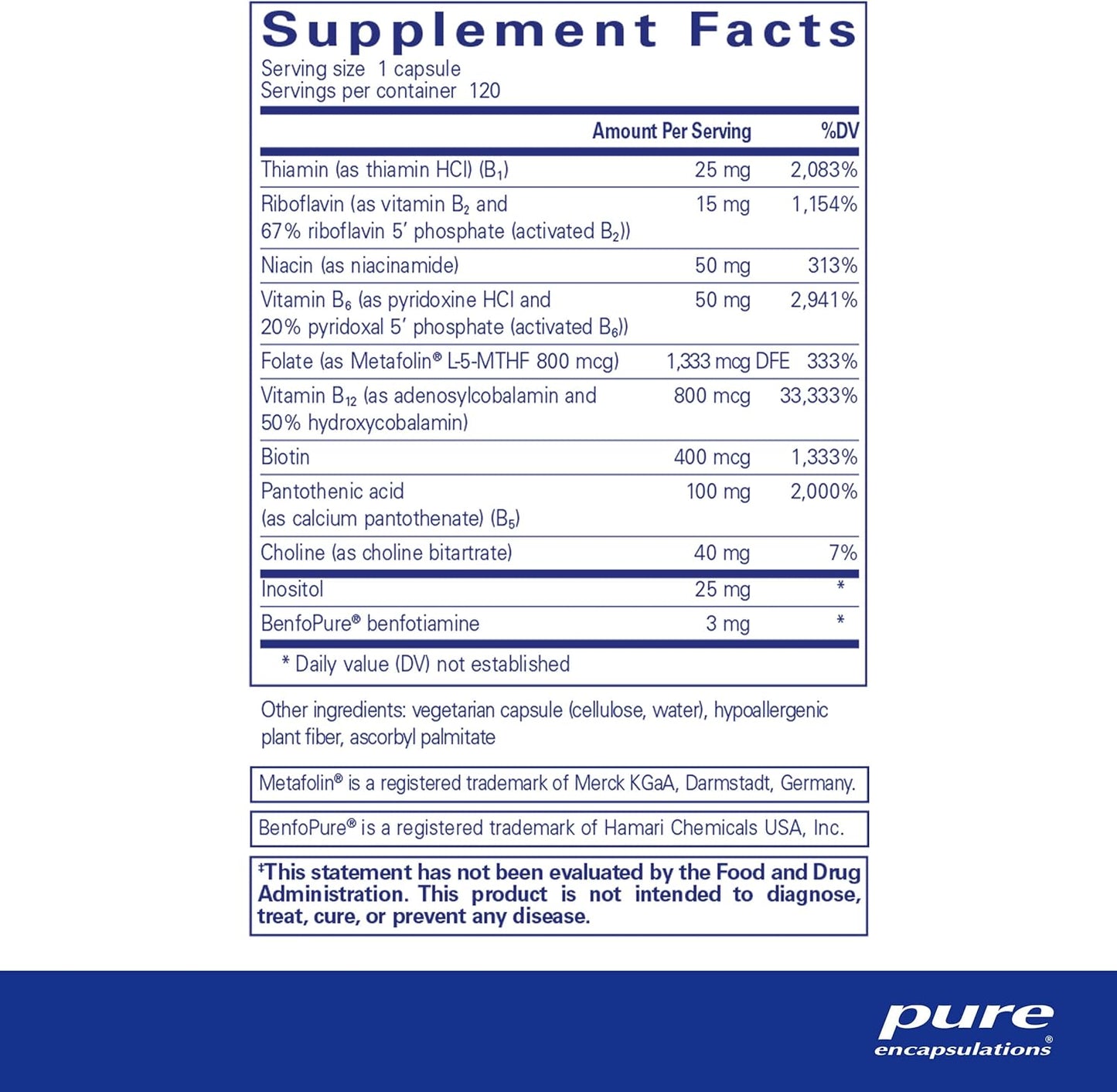 Pure Encapsulations PureGenomics B-Complex - Broad Spectrum B Vitamin Support for Genetic Expression, Cellular Function, Hormone Production & Energy Metabolism* - with Vitamin B12 & B6-120 Capsules