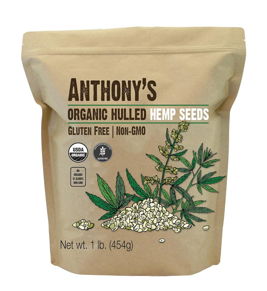 Organic Hulled Hemp Seeds, 1lb, Hemp Hearts, Gluten Free, Non-GMO, Vegan