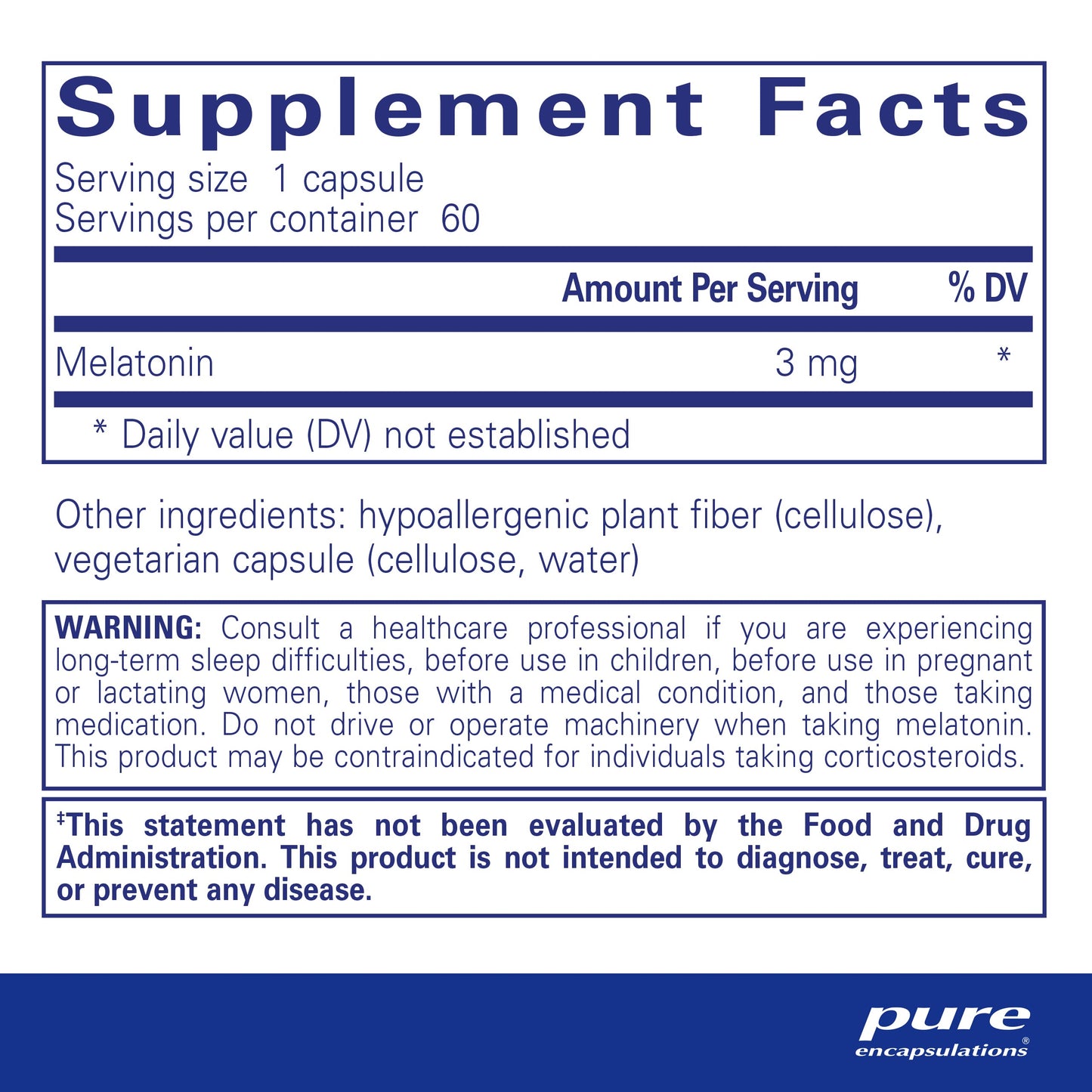 Pure Encapsulations Melatonin 3 mg - Antioxidant Supplement to Support Natural Sleeping & Relief of Occasional Sleeplessness - for Natural Sleep Support* - 180 Capsules